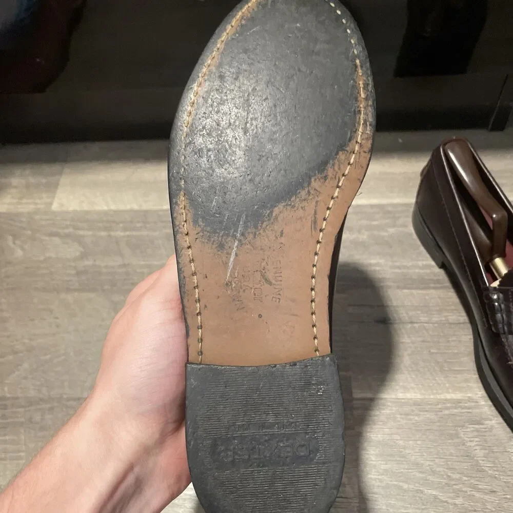 Vintage DEXTER Mens Penny Loafers Leather Brown Handsewn Made In USA Size 8.5 D